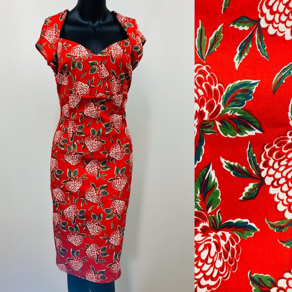 Collectif Floral Pencil Dress Pin Up Girl Look